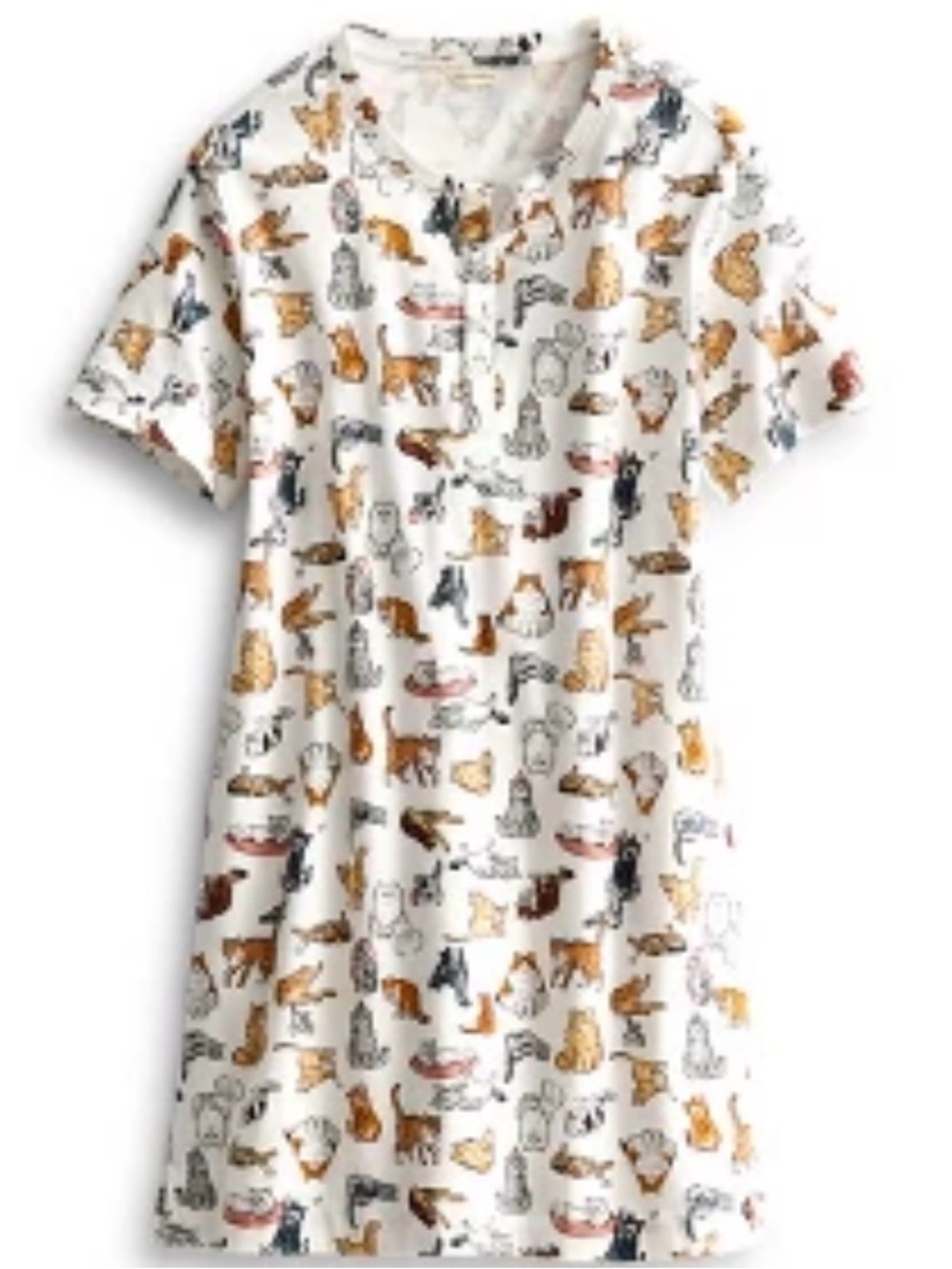 Women’s Vera Bradley White Short-Sleeve Nightgown with Cute cats